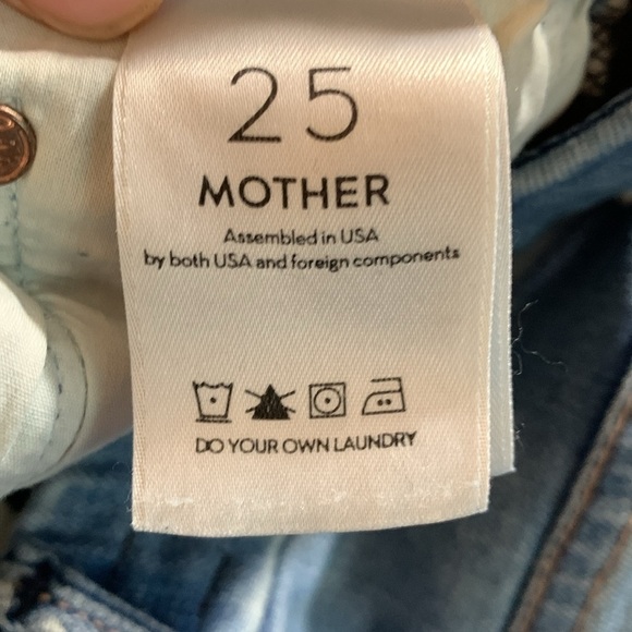 Mother Looker Ankle Fray Hem Birds of Paradise Blue Skinny Stretch Jeans size 25 - Picture 12 of 15